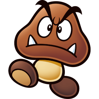 The Goomba enemy walking toward the screen